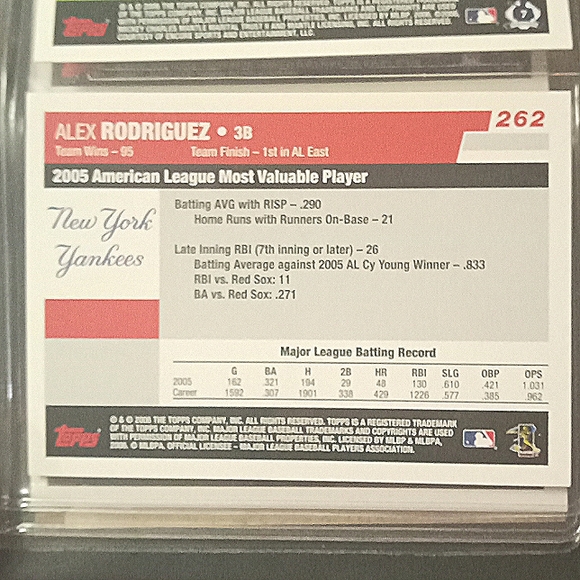 League MVP 2006 Alex Rodriguez TOPPS baseball card #262 A-ROD GEM MINT - Picture 2 of 2